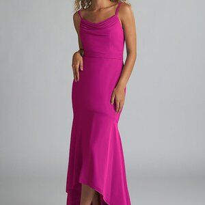 Azazie "Summer" Fuchsia bridesmaid dress Mermaid Scoop Cowl Chiffon Dress